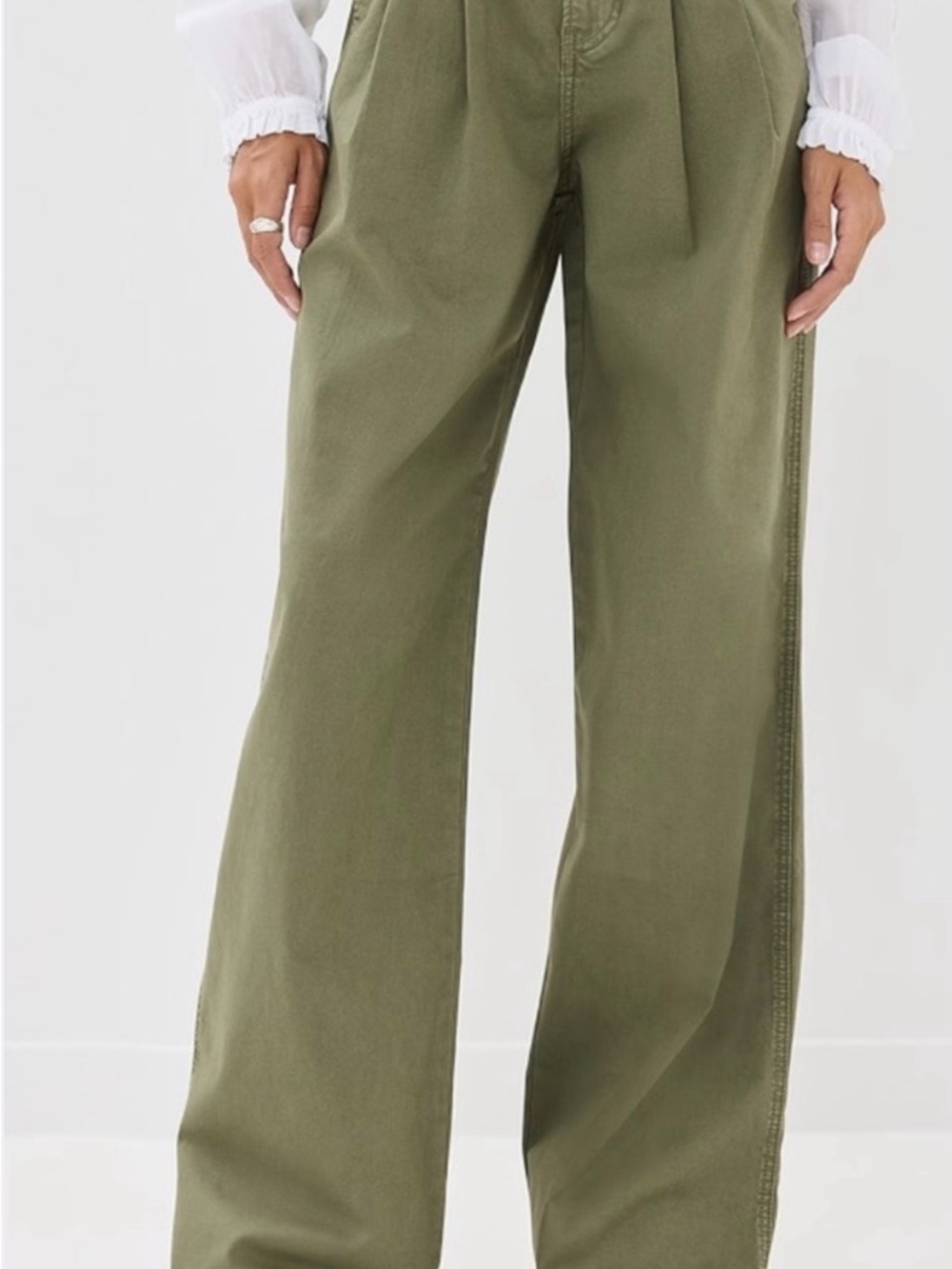 Veronica Beard Olive Green Wide-Leg Pants